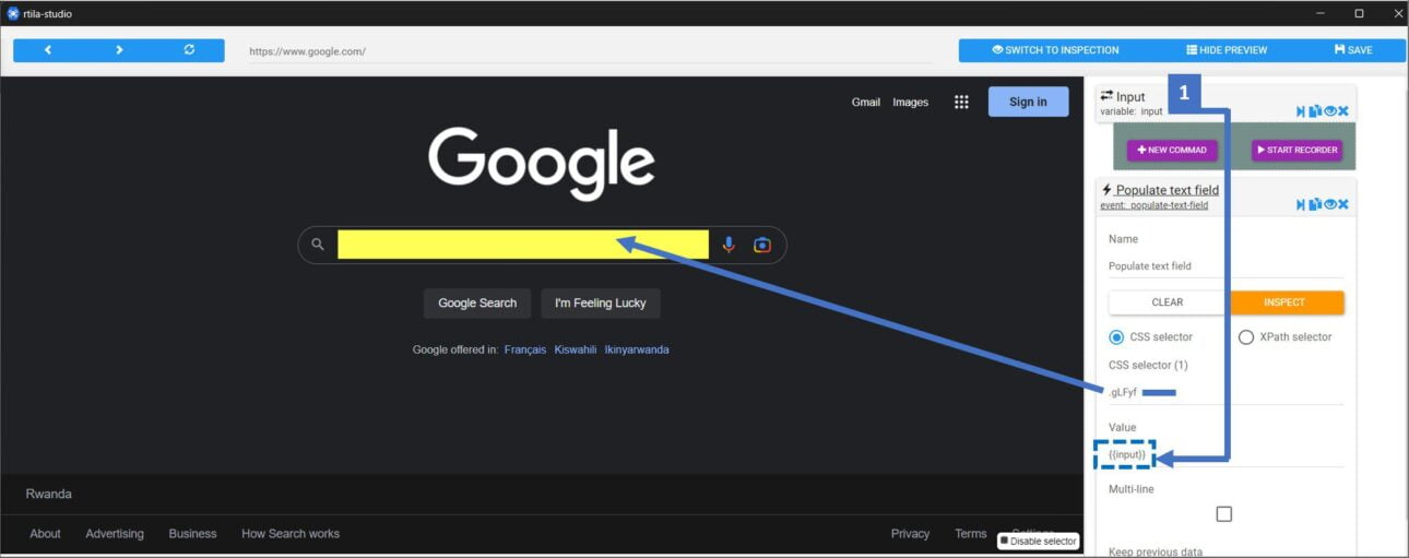 Input (prompt box) Variable | RTILA Web Business Automation
